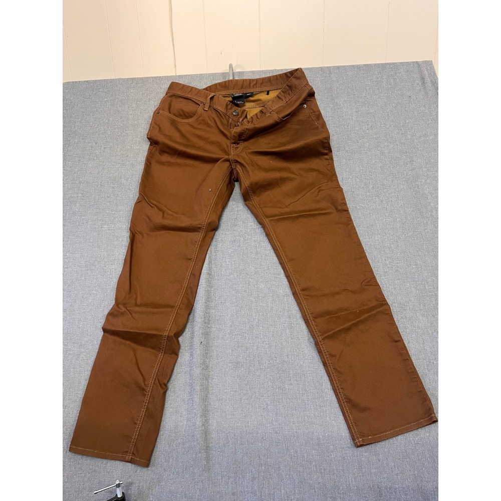 Prana Slim Fit Brown Organic Cotton Blend 5-Pocket Pants Mens 36x32